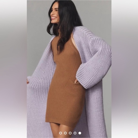 NWOT Anthropologie Chunky Knit Long Fringe Cardigan Size OS - Picture 3 of 12